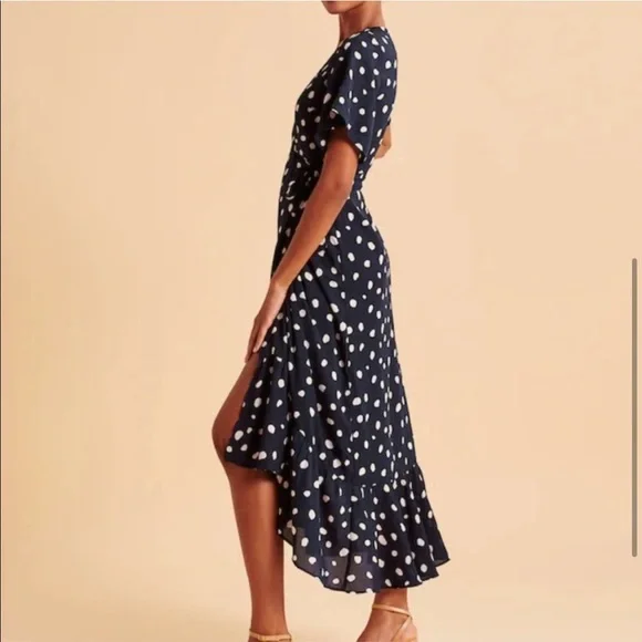 Abercrombie & Fitch Navy High Low Wrap Dress XSP - Picture 4 of 6